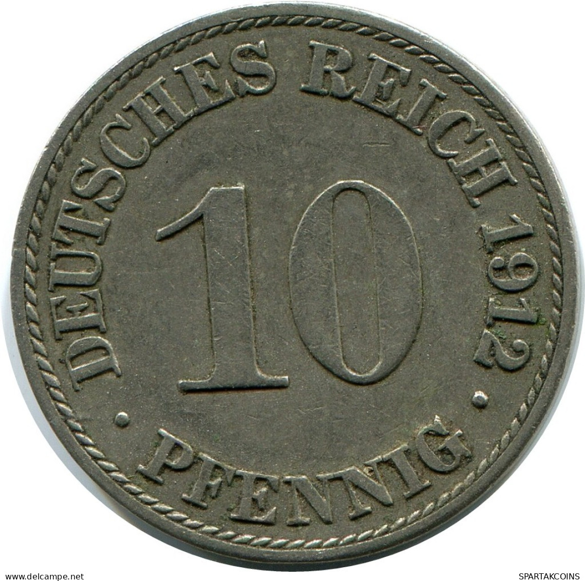 10 PFENNIG 1912 A DEUTSCHLAND Münze GERMANY #DB277.D.A - 10 Pfennig