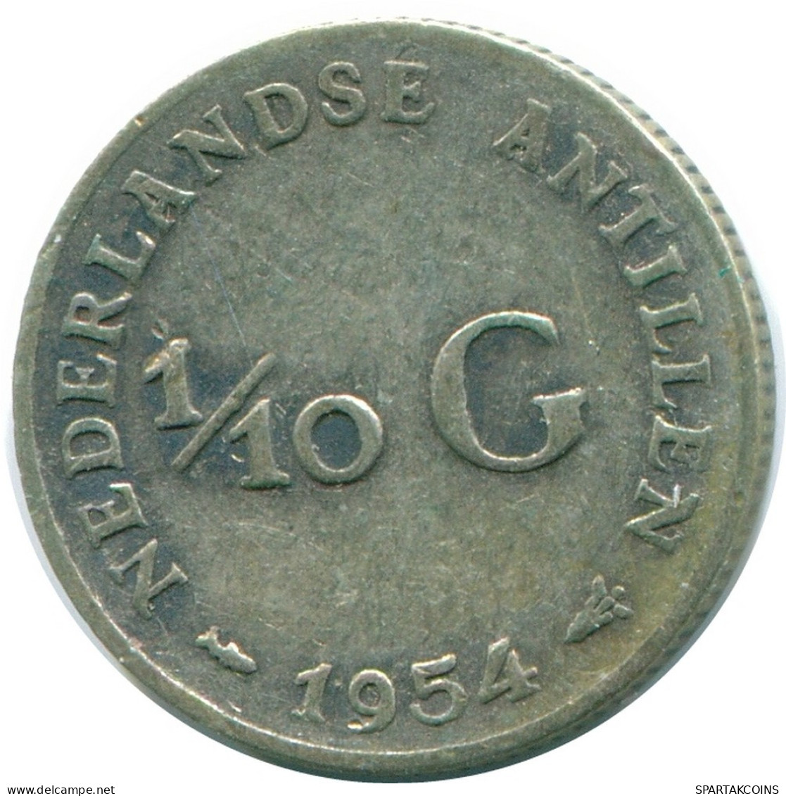 1/10 GULDEN 1954 NIEDERLÄNDISCHE ANTILLEN SILBER Koloniale Münze #NL12045.3.D.A - Netherlands Antilles