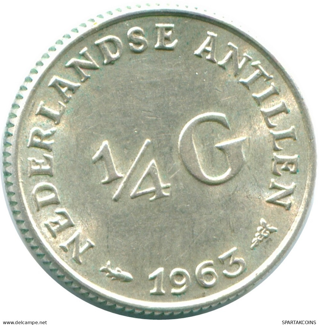 1/4 GULDEN 1962 ANTILLAS NEERLANDESAS PLATA Colonial Moneda #NL11169.4.E.A - Netherlands Antilles
