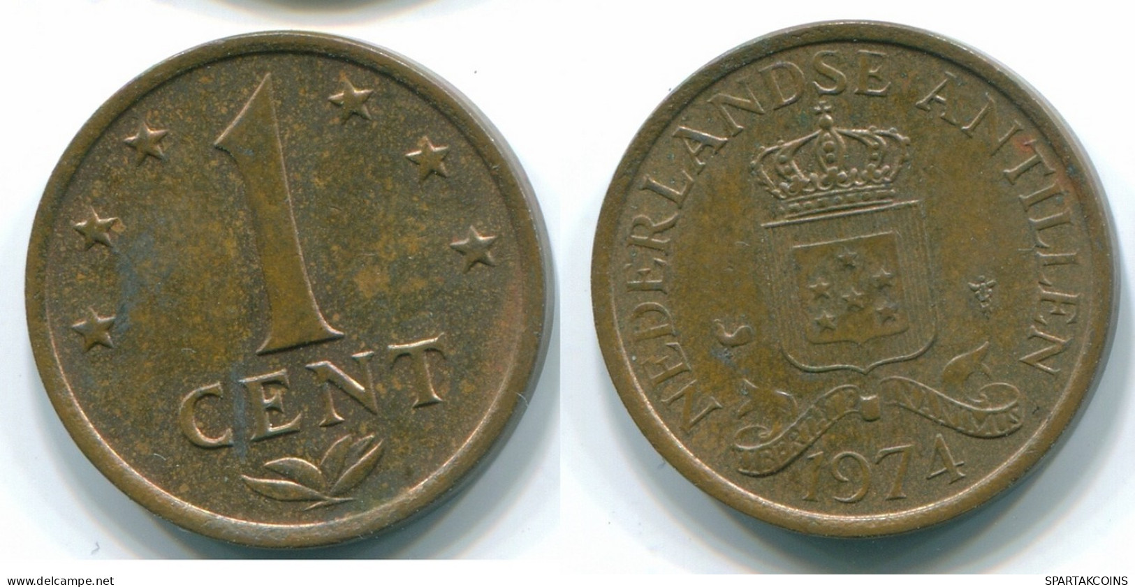 1 CENT 1974 NETHERLANDS ANTILLES Bronze Colonial Coin #S10660.U.A - Niederländische Antillen