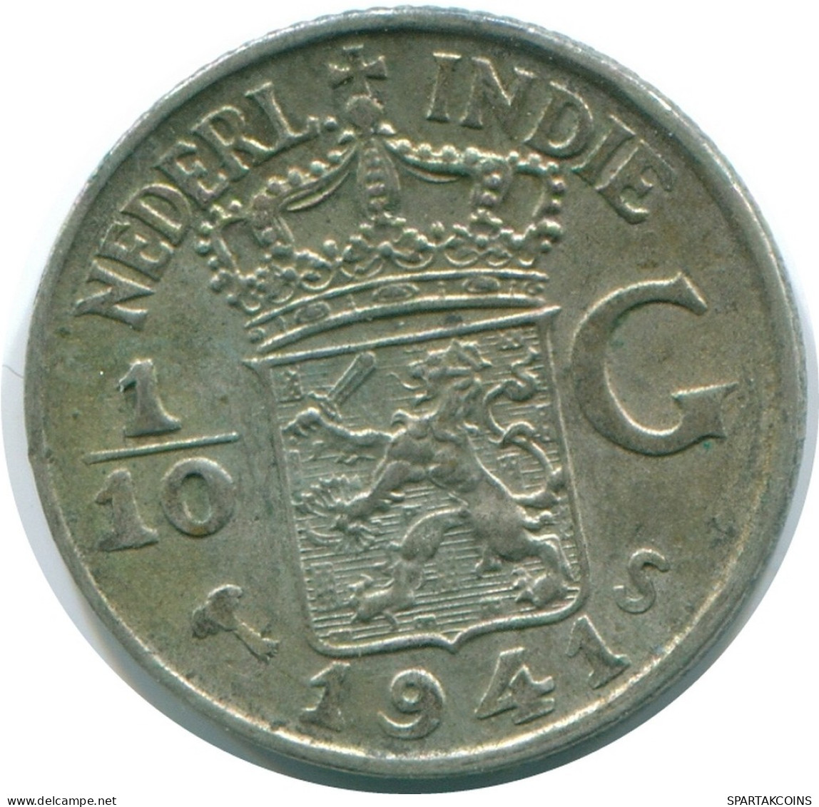 1/10 GULDEN 1941 S NETHERLANDS EAST INDIES SILVER Colonial Coin #NL13760.3.U.A - Dutch East Indies