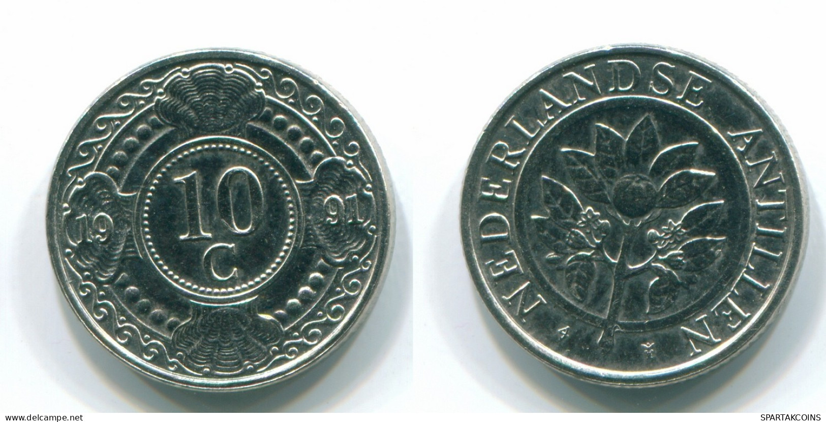 10 CENTS 1991 NIEDERLÄNDISCHE ANTILLEN Nickel Koloniale Münze #S11337.D.A - Netherlands Antilles