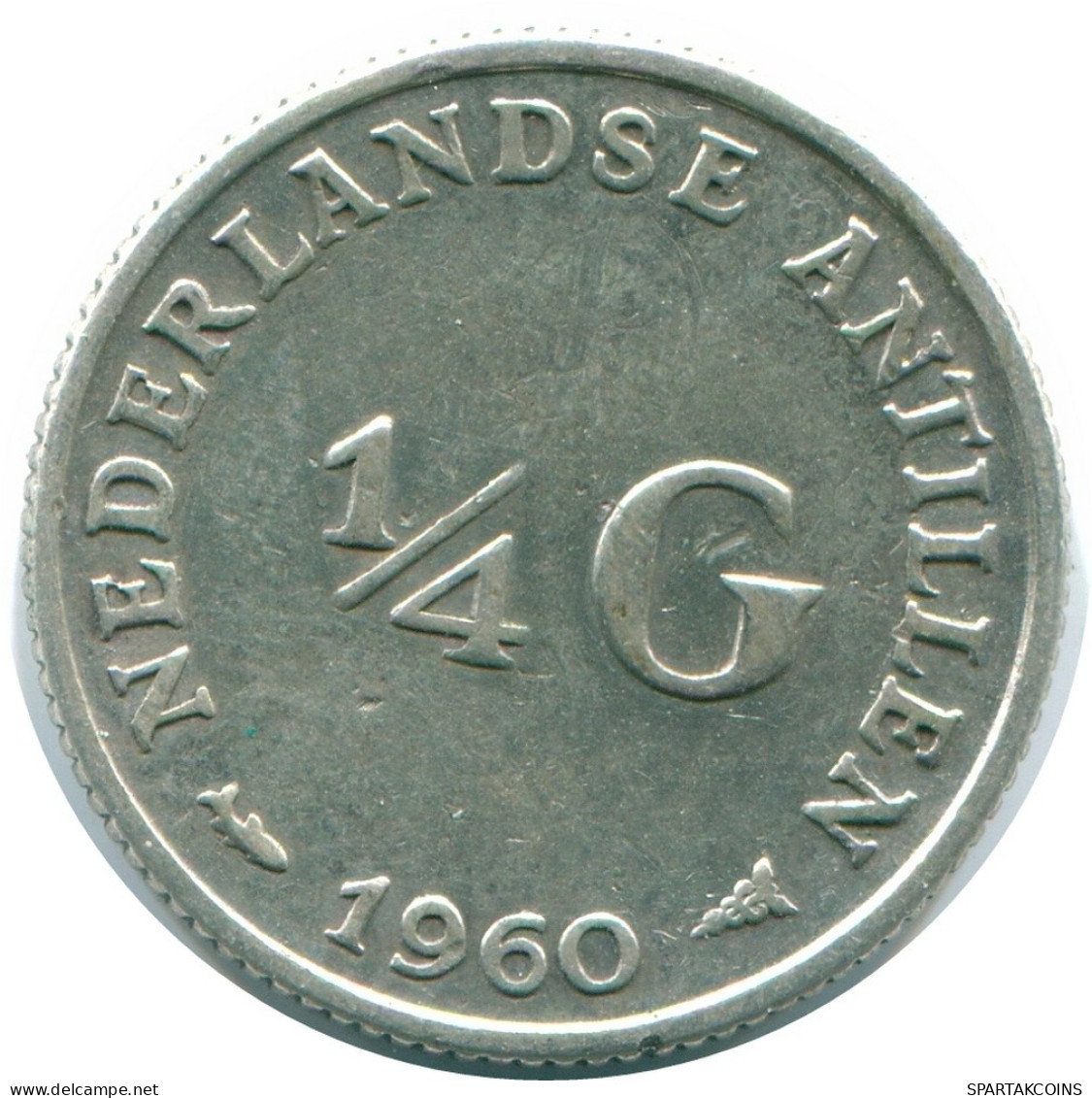 1/4 GULDEN 1960 NIEDERLÄNDISCHE ANTILLEN SILBER Koloniale Münze #NL11046.4.D.A - Netherlands Antilles