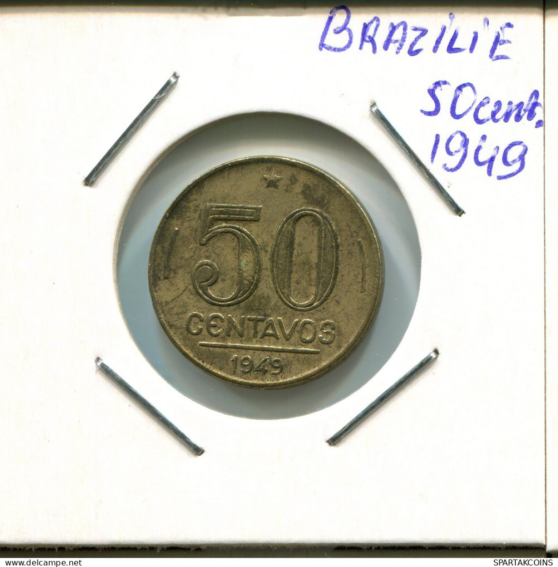 50 CENTAVOS 1949 BRÉSIL BRAZIL Pièce #AR306.F.A - Brésil