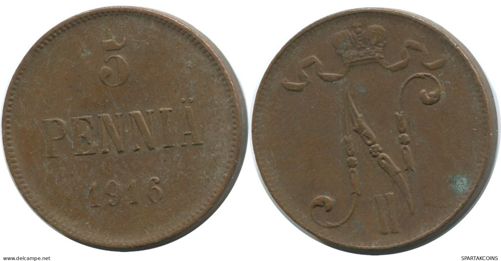 5 PENNIA 1916 FINLANDIA FINLAND Moneda RUSIA RUSSIA EMPIRE #AB213.5.E.A - Finlandia