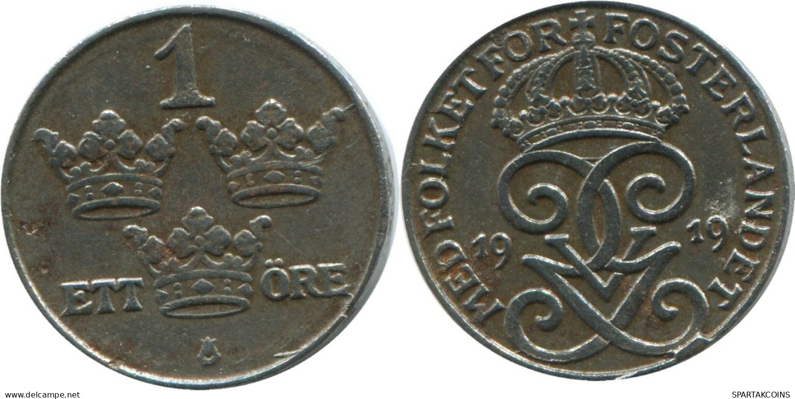 1 ORE 1919 SWEDEN Coin #AD134.2.U.A - Suède