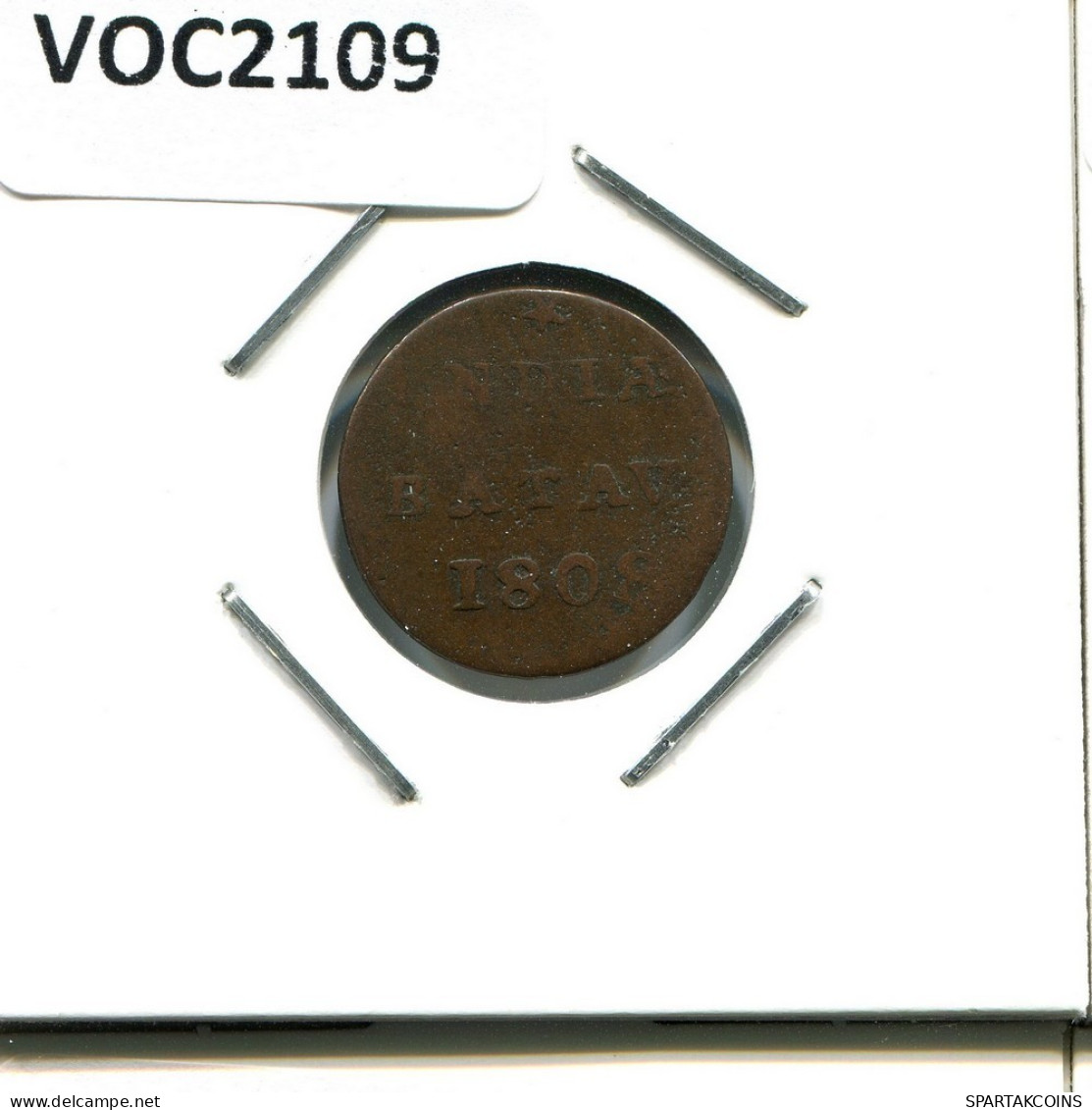 1808 BATAVIA VOC 1/2 DUIT NETHERLANDS INDIES Koloniale Münze #VOC2109.10.U.A - Niederländisch-Indien