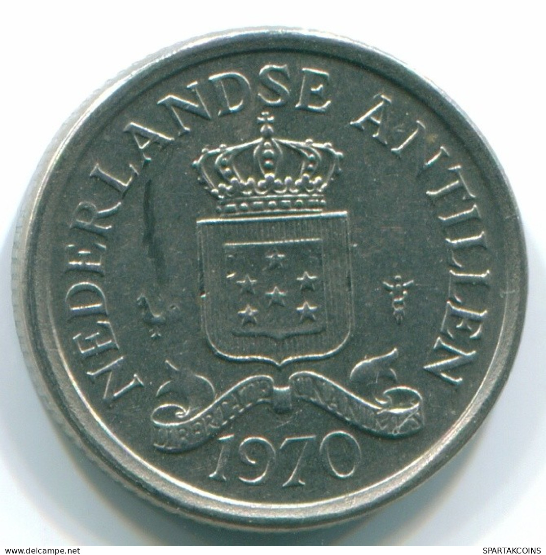 10 CENTS 1970 ANTILLAS NEERLANDESAS Nickel Colonial Moneda #S13325.E.A - Antilles Néerlandaises