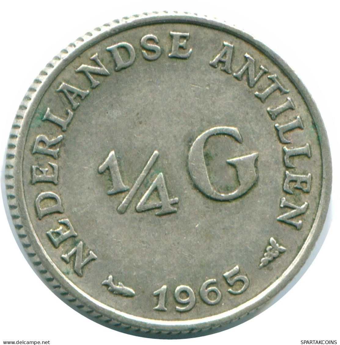 1/4 GULDEN 1965 ANTILLES NÉERLANDAISES ARGENT Colonial Pièce #NL11363.4.F.A - Antilles Néerlandaises