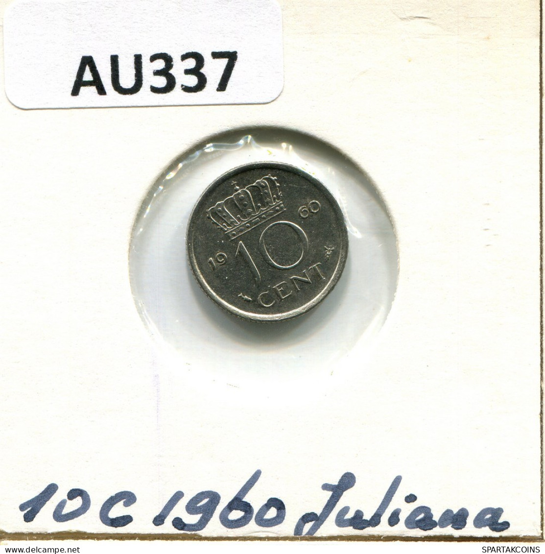 10 CENT 1960 NEERLANDÉS NETHERLANDS Moneda #AU337.E.A - 1948-1980: Juliana