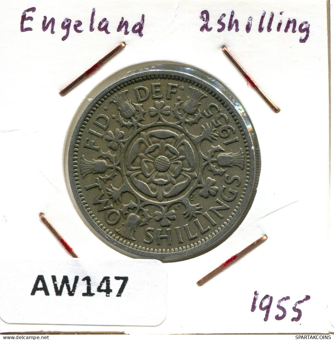 2 SHILLINGS 1955 UK GRANDE-BRETAGNE GREAT BRITAIN Pièce #AW147.F.A - J. 1 Florin / 2 Schillings