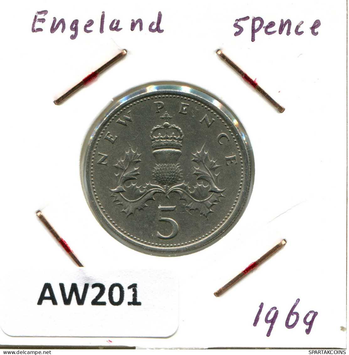 5 NEW PENCE 1969 UK GBAN BRETAÑA GREAT BRITAIN Moneda #AW201.E.A - Andere & Zonder Classificatie