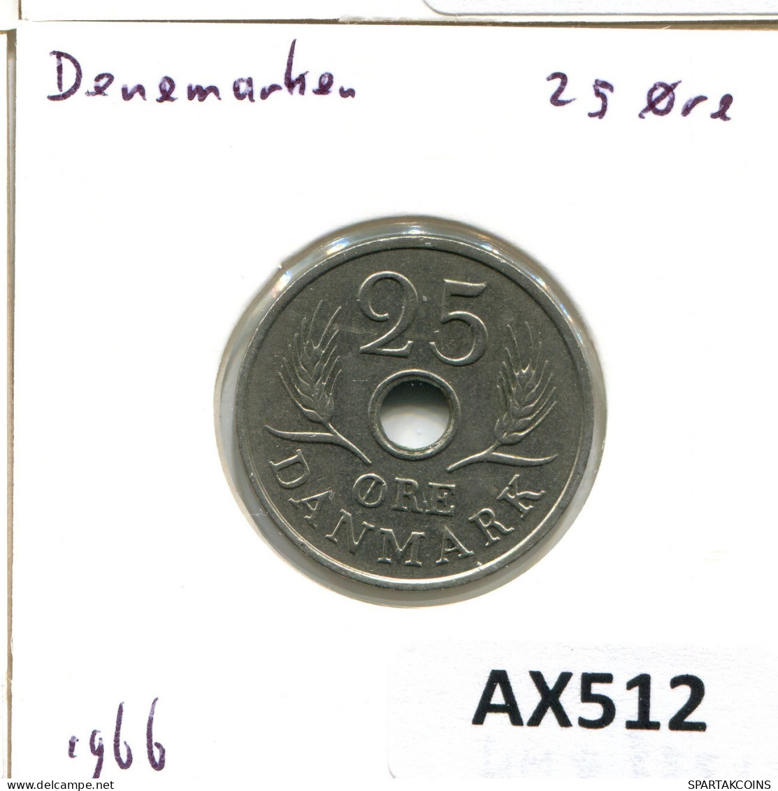 25 ORE 1966 DANEMARK DENMARK Münze Frederik IX #AX512.D.A - Dinamarca