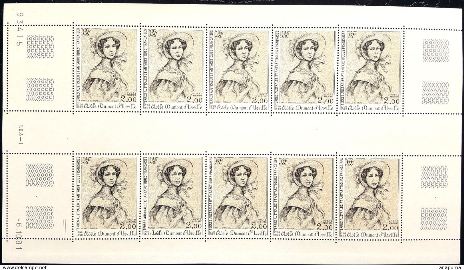 PLANCHE COMPLETE, TP TAAF PA 68, ADELE DUMONT D'URVILLE, - Unused Stamps