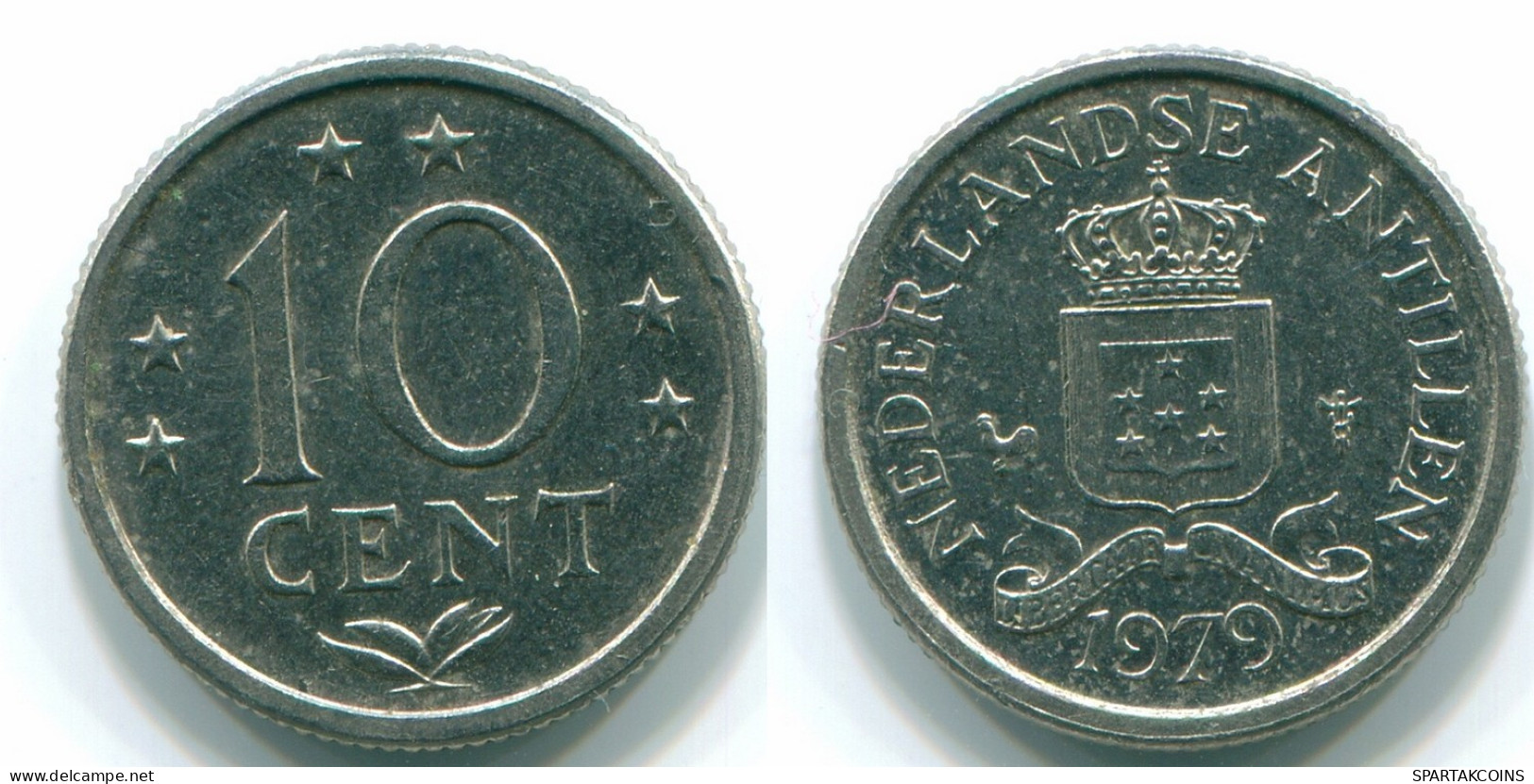 10 CENTS 1979 NIEDERLÄNDISCHE ANTILLEN Nickel Koloniale Münze #S13609.D.A - Niederländische Antillen