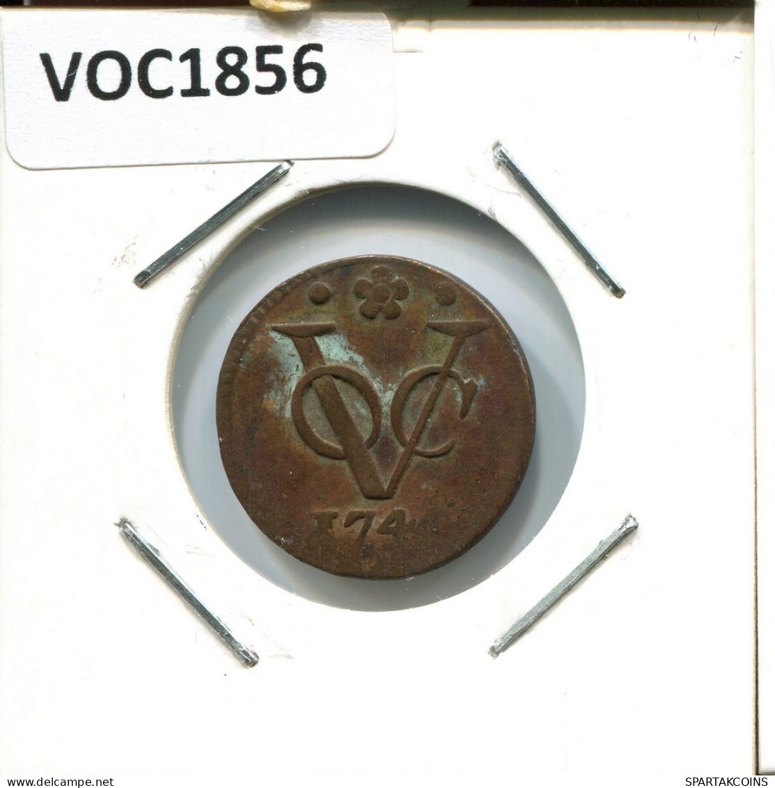 1744 HOLLAND VOC DUIT NEERLANDÉS NETHERLANDS Colonial Moneda #VOC1856.10.E.A - Niederländisch-Indien