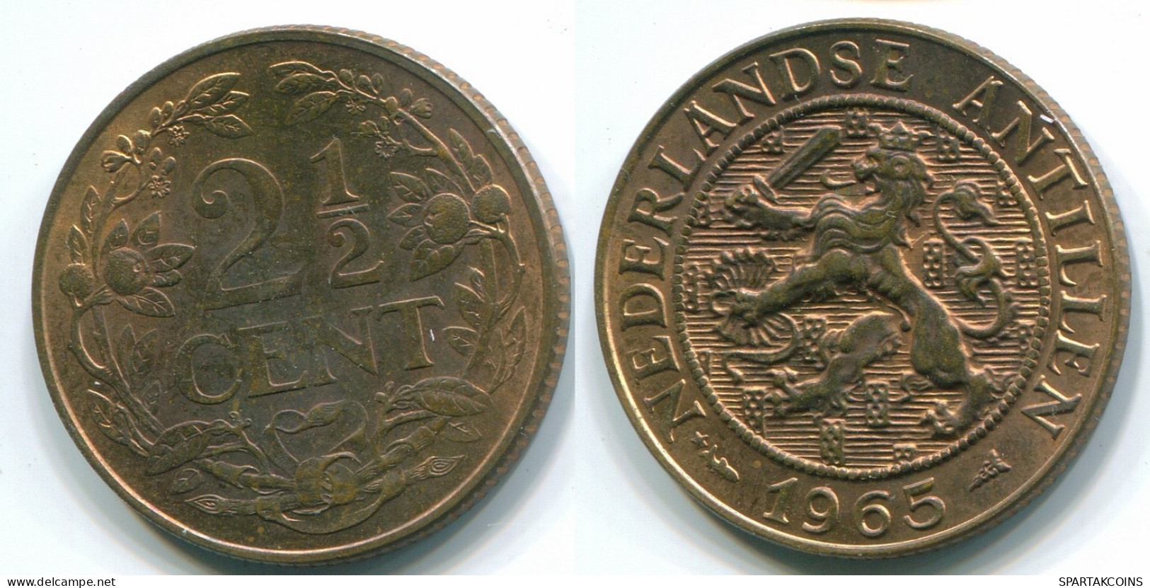2 1/2 CENT 1965 CURACAO NÉERLANDAIS NETHERLANDS Bronze Colonial Pièce #S10213.F.A - Curaçao