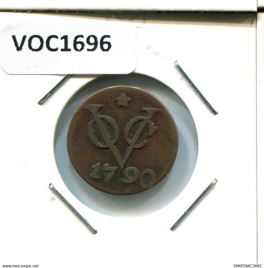 1790 UTRECHT VOC DUIT NIEDERLANDE OSTINDIEN NY COLONIAL PENNY #VOC1696.10.D.A - Dutch East Indies