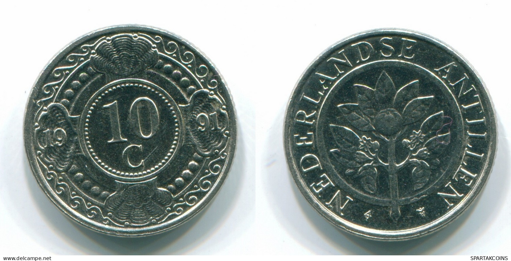 10 CENTS 1991 ANTILLAS NEERLANDESAS Nickel Colonial Moneda #S11346.E.A - Netherlands Antilles
