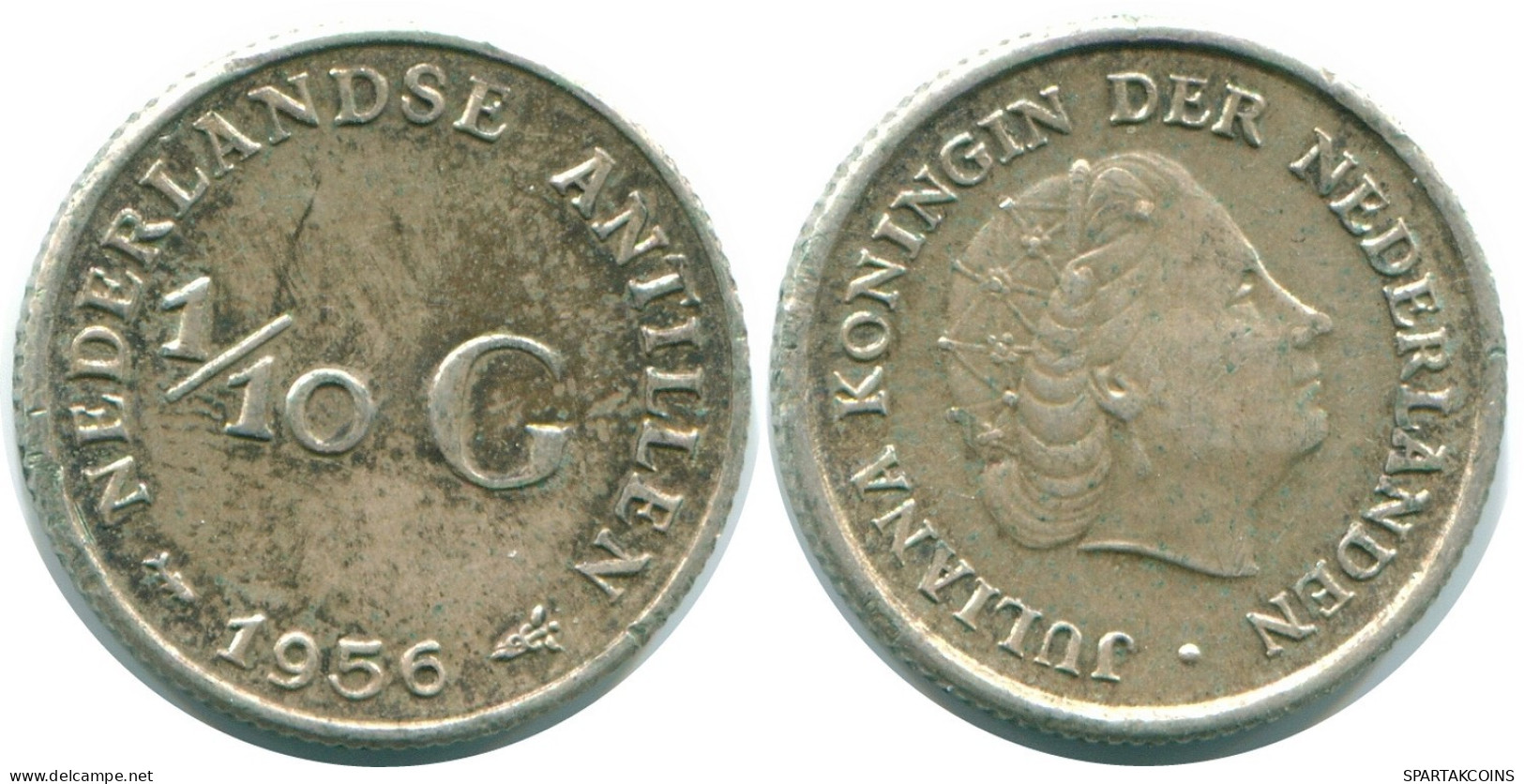 1/10 GULDEN 1956 NIEDERLÄNDISCHE ANTILLEN SILBER Koloniale Münze #NL12106.3.D.A - Netherlands Antilles