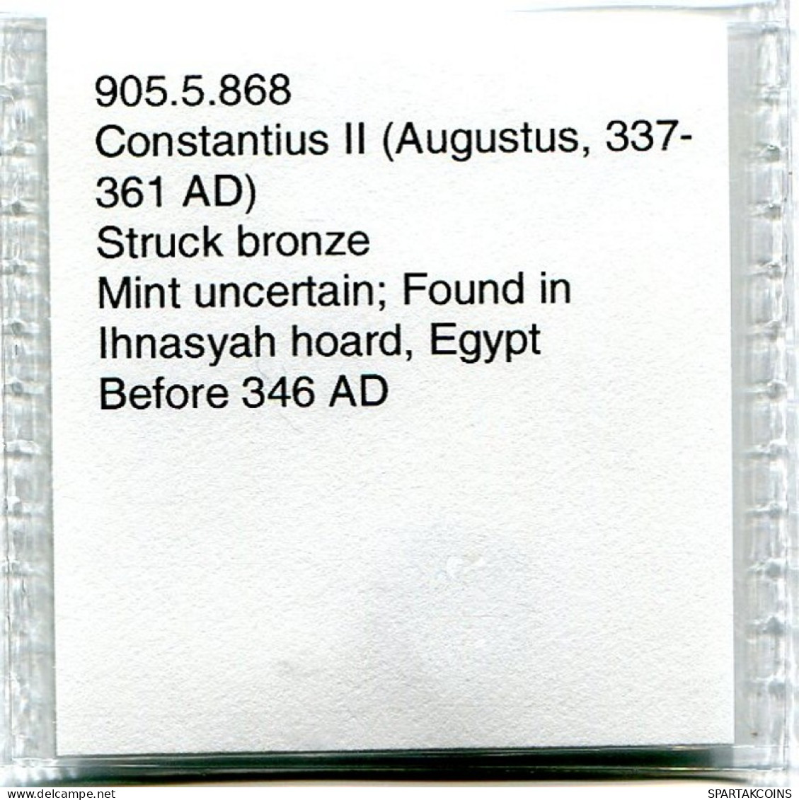 CONSTANTIUS II MINT UNCERTAIN FOUND IN IHNASYAH HOARD EGYPT #ANC10037.14.D.A - Der Christlischen Kaiser (307 / 363)
