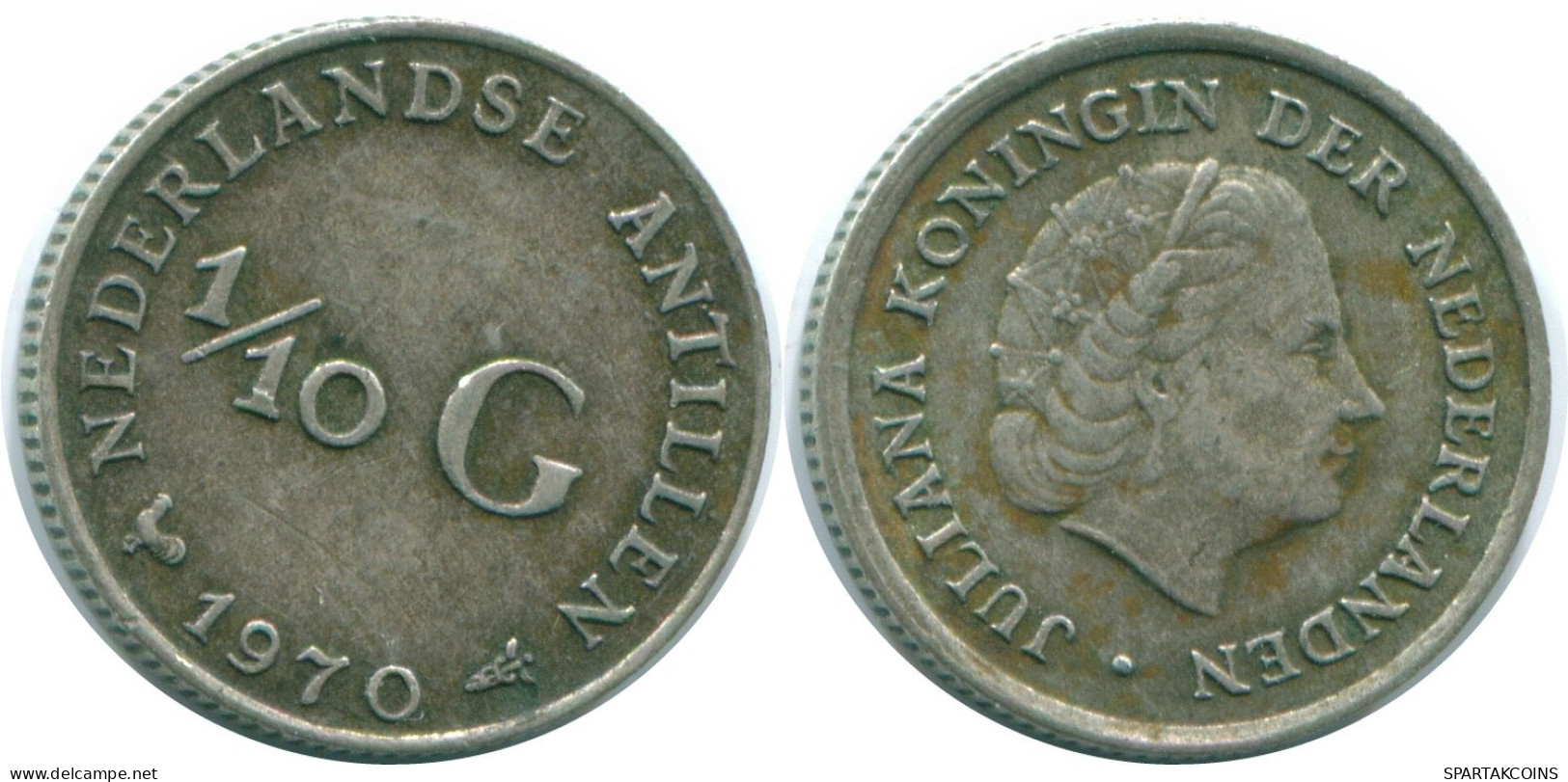 1/10 GULDEN 1970 ANTILLAS NEERLANDESAS PLATA Colonial Moneda #NL13102.3.E.A - Netherlands Antilles