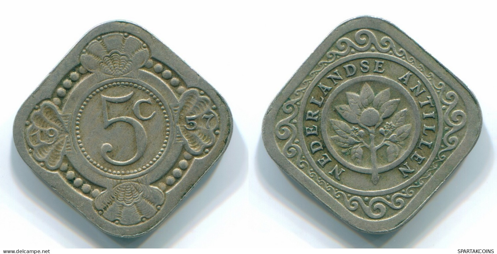 5 CENTS 1957 NIEDERLÄNDISCHE ANTILLEN Nickel Koloniale Münze #S12404.D.A - Niederländische Antillen