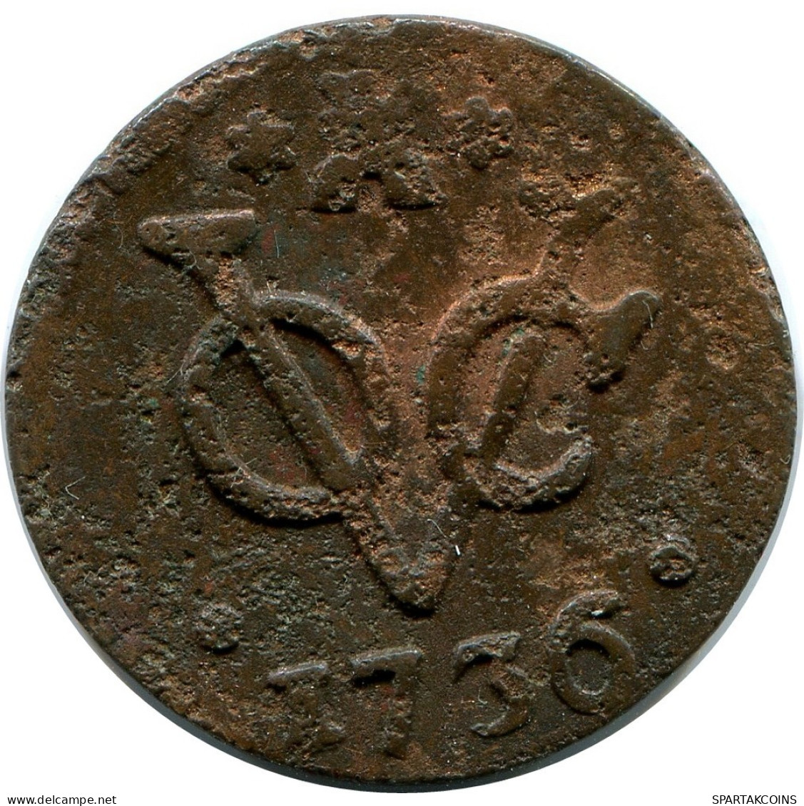 1736 ZEALAND VOC DUIT NETHERLANDS INDIES Koloniale Münze #VOC1460.11.U.A - Indes Néerlandaises