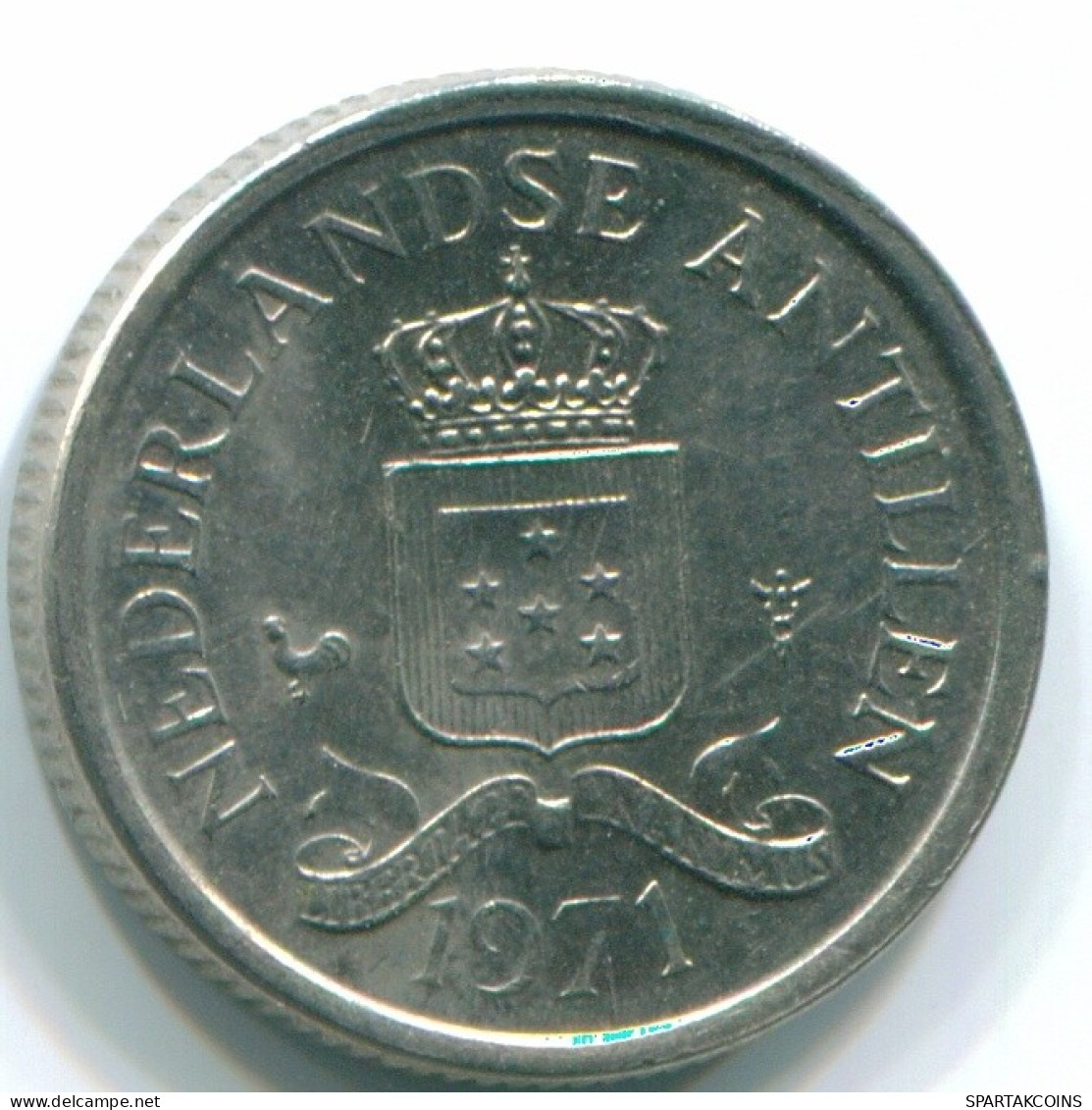 10 CENTS 1971 ANTILLES NÉERLANDAISES Nickel Colonial Pièce #S13459.F.A - Antille Olandesi