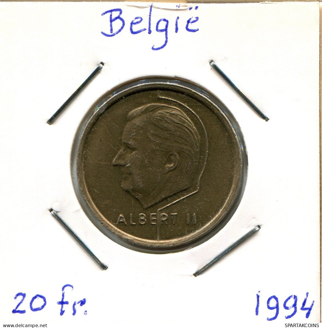 20 FRANCS 1994 DUTCH Text BELGIQUE BELGIUM Pièce #BA671.F.A - 20 Frank