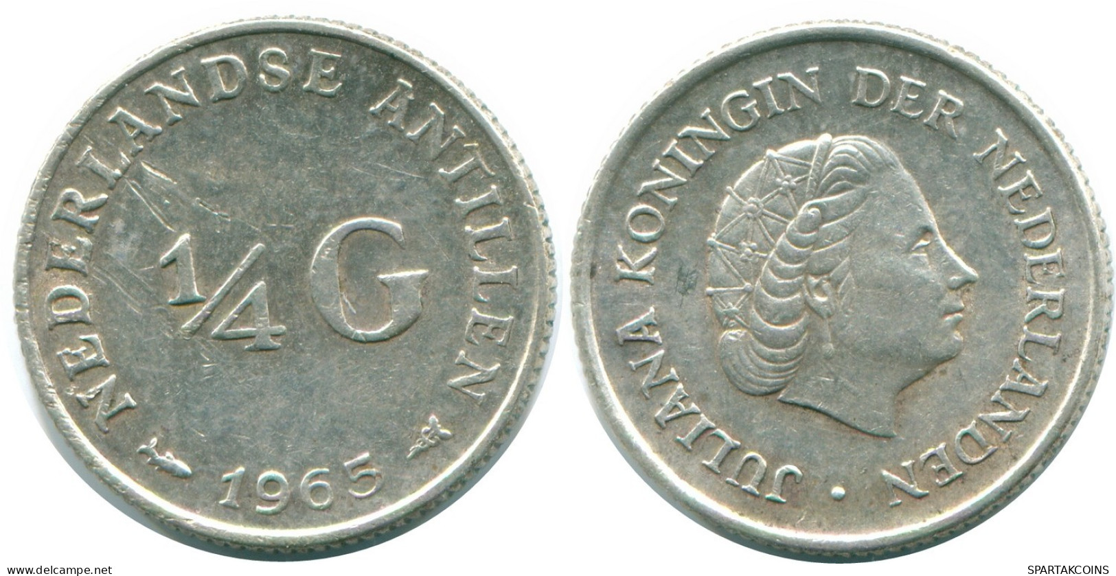 1/4 GULDEN 1965 ANTILLAS NEERLANDESAS PLATA Colonial Moneda #NL11282.4.E.A - Netherlands Antilles
