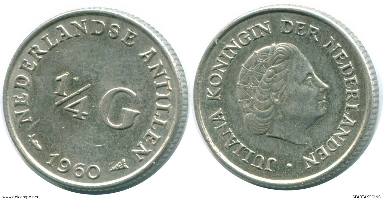 1/4 GULDEN 1960 NIEDERLÄNDISCHE ANTILLEN SILBER Koloniale Münze #NL11034.4.D.A - Niederländische Antillen