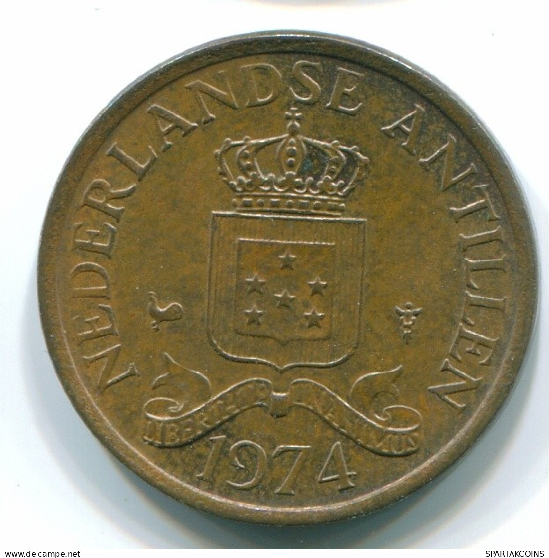1 CENT 1974 ANTILLAS NEERLANDESAS Bronze Colonial Moneda #S10671.E.A - Antille Olandesi