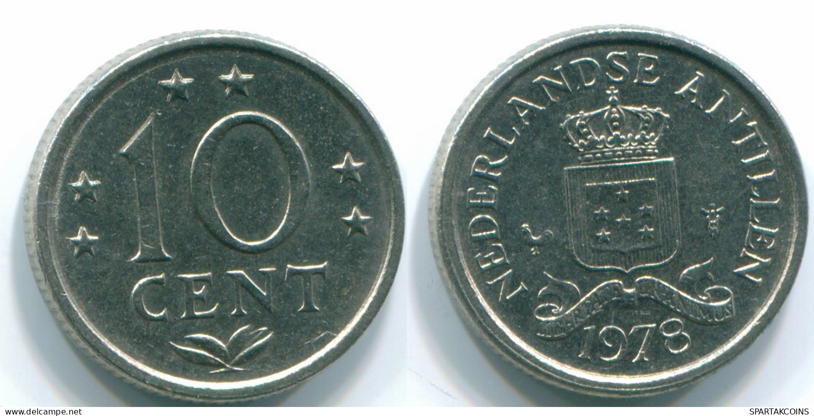 10 CENTS 1978 ANTILLES NÉERLANDAISES Nickel Colonial Pièce #S13551.F.A - Antille Olandesi