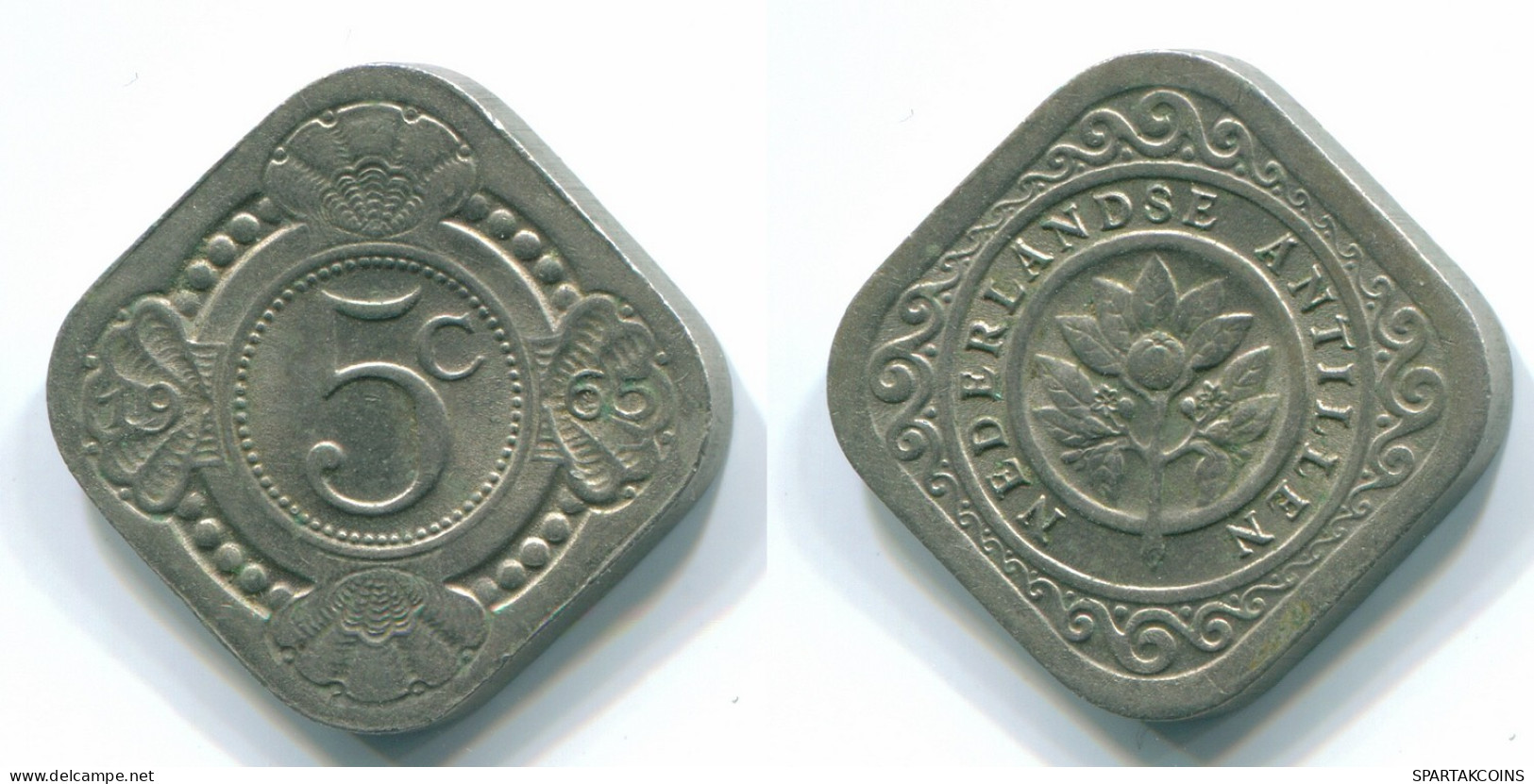 5 CENTS 1965 ANTILLAS NEERLANDESAS Nickel Colonial Moneda #S12437.E.A - Antille Olandesi