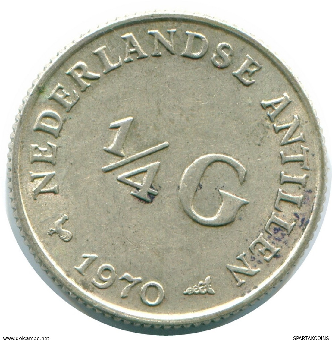 1/4 GULDEN 1970 NIEDERLÄNDISCHE ANTILLEN SILBER Koloniale Münze #NL11693.4.D.A - Netherlands Antilles