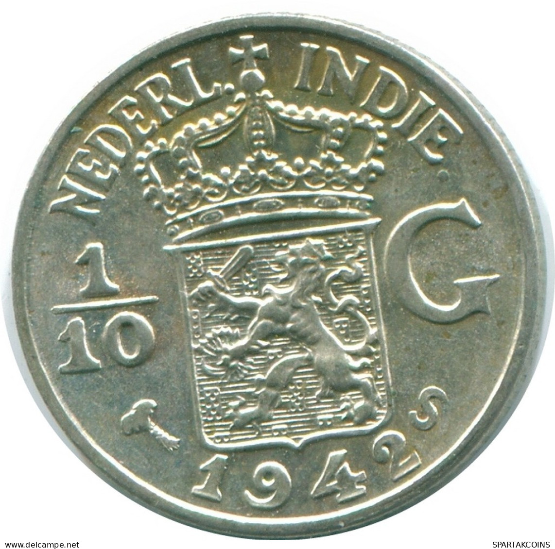 1/10 GULDEN 1942 NIEDERLANDE OSTINDIEN SILBER Koloniale Münze #NL13920.3.D.A - Indie Olandesi