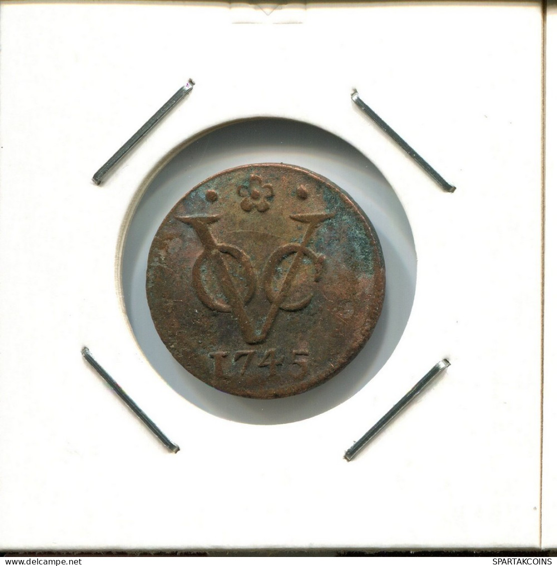 1745 HOLLAND VOC DUIT NIEDERLANDE OSTINDIEN NY COLONIAL PENNY #VOC2546.7.D.A - Indie Olandesi