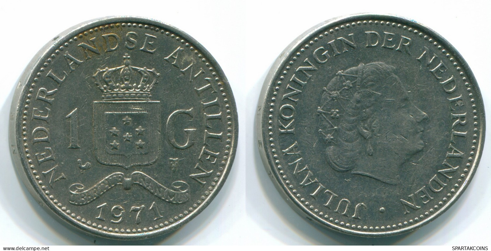 1 GULDEN 1971 NETHERLANDS ANTILLES Nickel Colonial Coin #S12012.U.A - Netherlands Antilles
