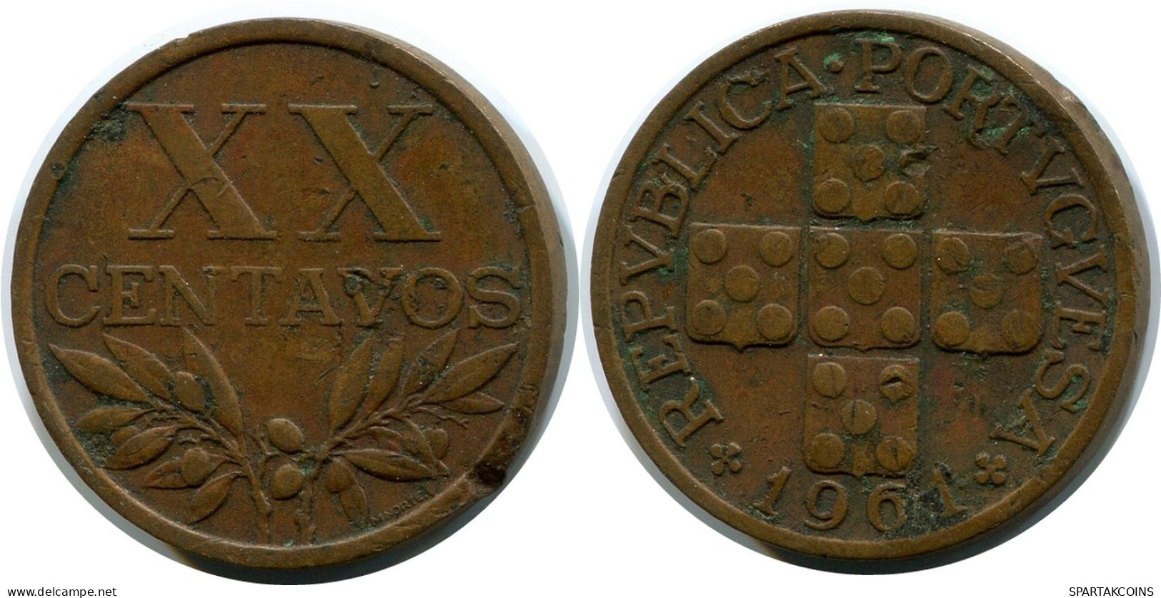 20 CENTAVOS 1961 PORTUGAL Moneda #AR109.E.A - Portogallo