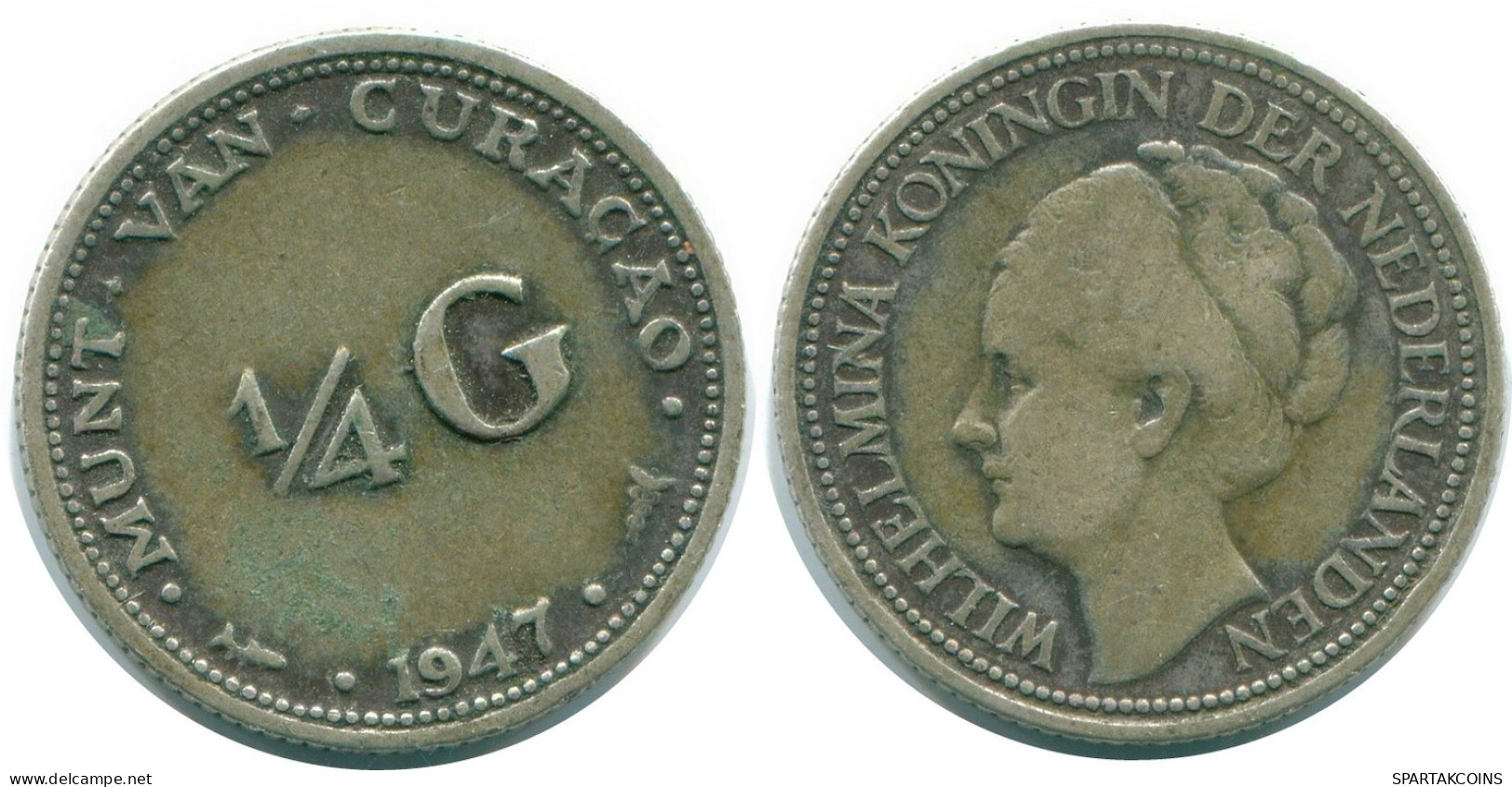 1/4 GULDEN 1947 CURACAO Netherlands SILVER Colonial Coin #NL10803.4.U.A - Curacao
