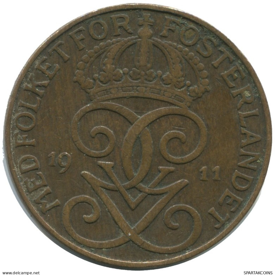 5 ORE 1911 SWEDEN Coin #AC447.2.U.A - Suède