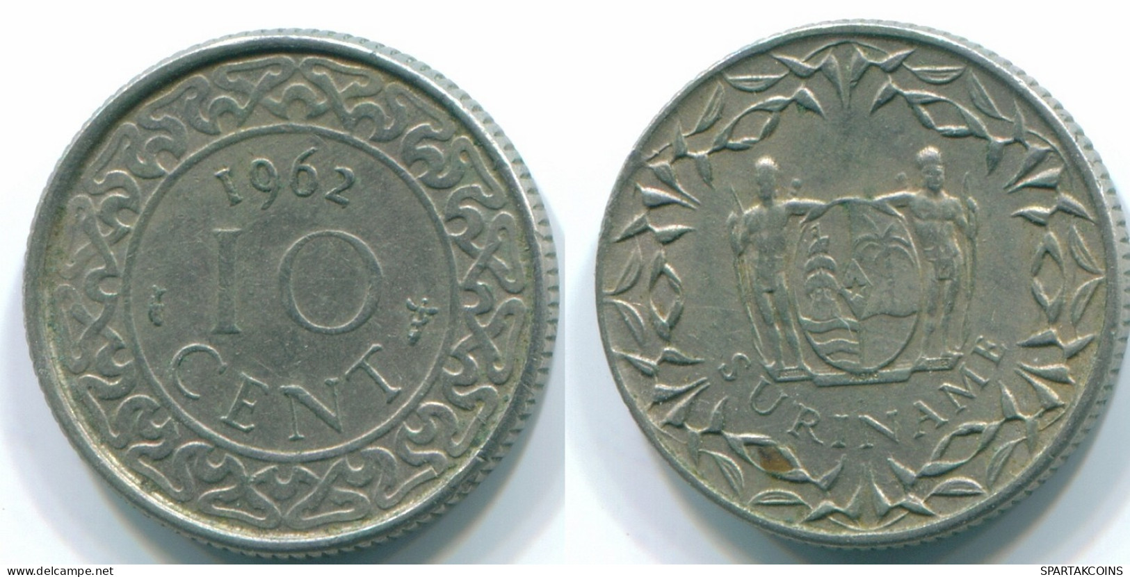 10 CENTS 1962 SURINAME NÉERLANDAIS NETHERLANDS Nickel Colonial Pièce #S13188.F.A - Suriname 1975 - ...