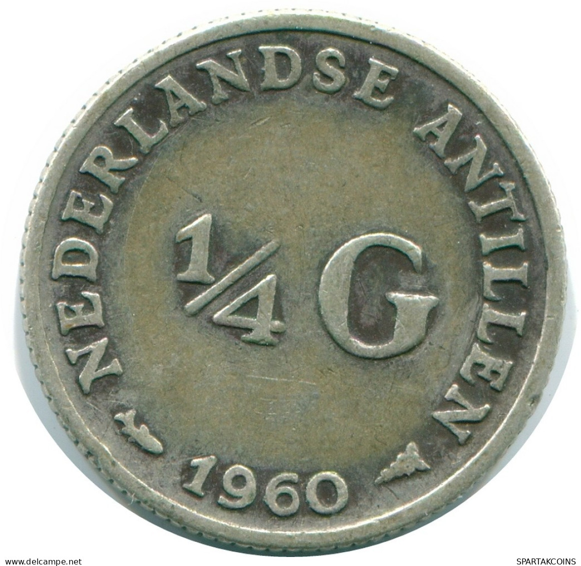 1/4 GULDEN 1960 NETHERLANDS ANTILLES SILVER Colonial Coin #NL11091.4.U.A - Antille Olandesi