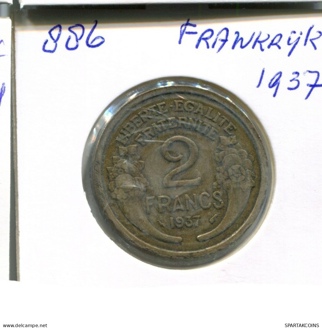 2 FRANCS 1937 FRANCIA FRANCE Moneda #AN340.E.A - 2 Francs