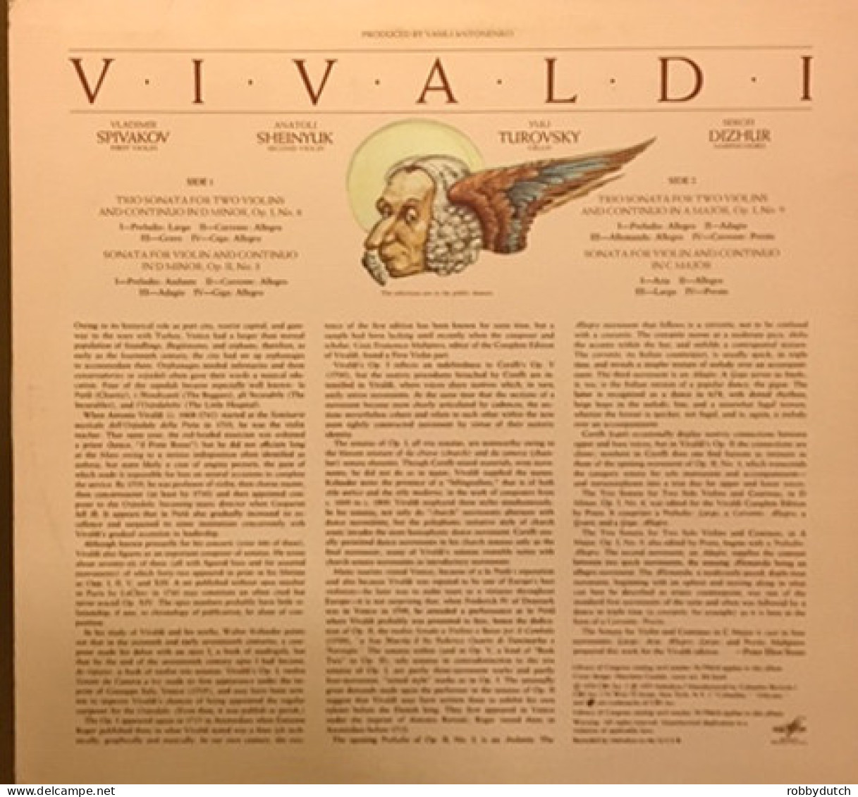 * LP *  VIVALDI / SPIVAKOV - 2 TRIO SONATAS FOR 2 VIOLINS AND CONTINUO (USA 1978 NM!!) - Klassiekers