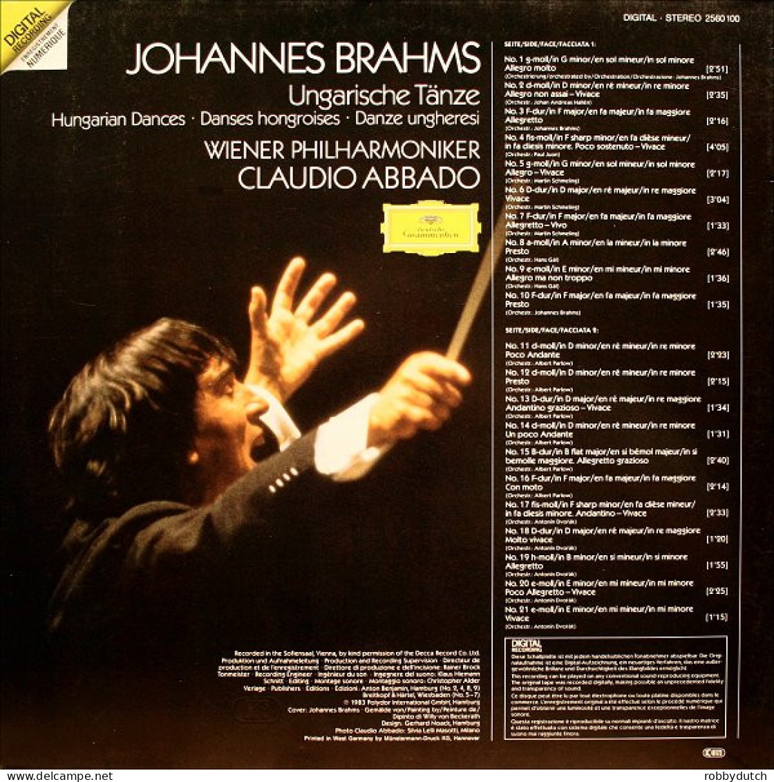 * LP *  Brahms: 21 UNGARISCHE TÄNZE - WIENER PHILHARMONIKER / ABBADO (Germany 1982 NM!!) - Classica