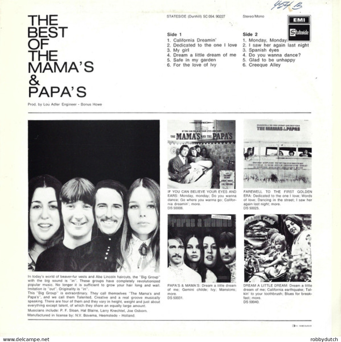 * LP *  THE BEST OF THE MAMA'S & PAPA'S (Holland 1973 EX-) - Disco, Pop