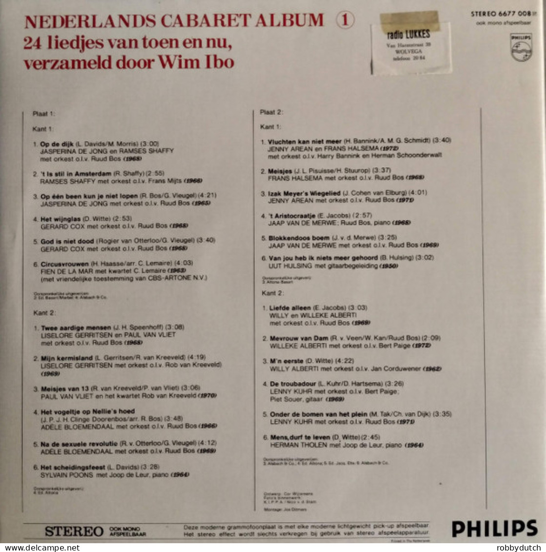 * 2LP *  NEDERLANDS CABARET ALBUM 1 (24 Liedjes Van Toen En Nu, Verzameld Door Wim Ibo) - Cómica