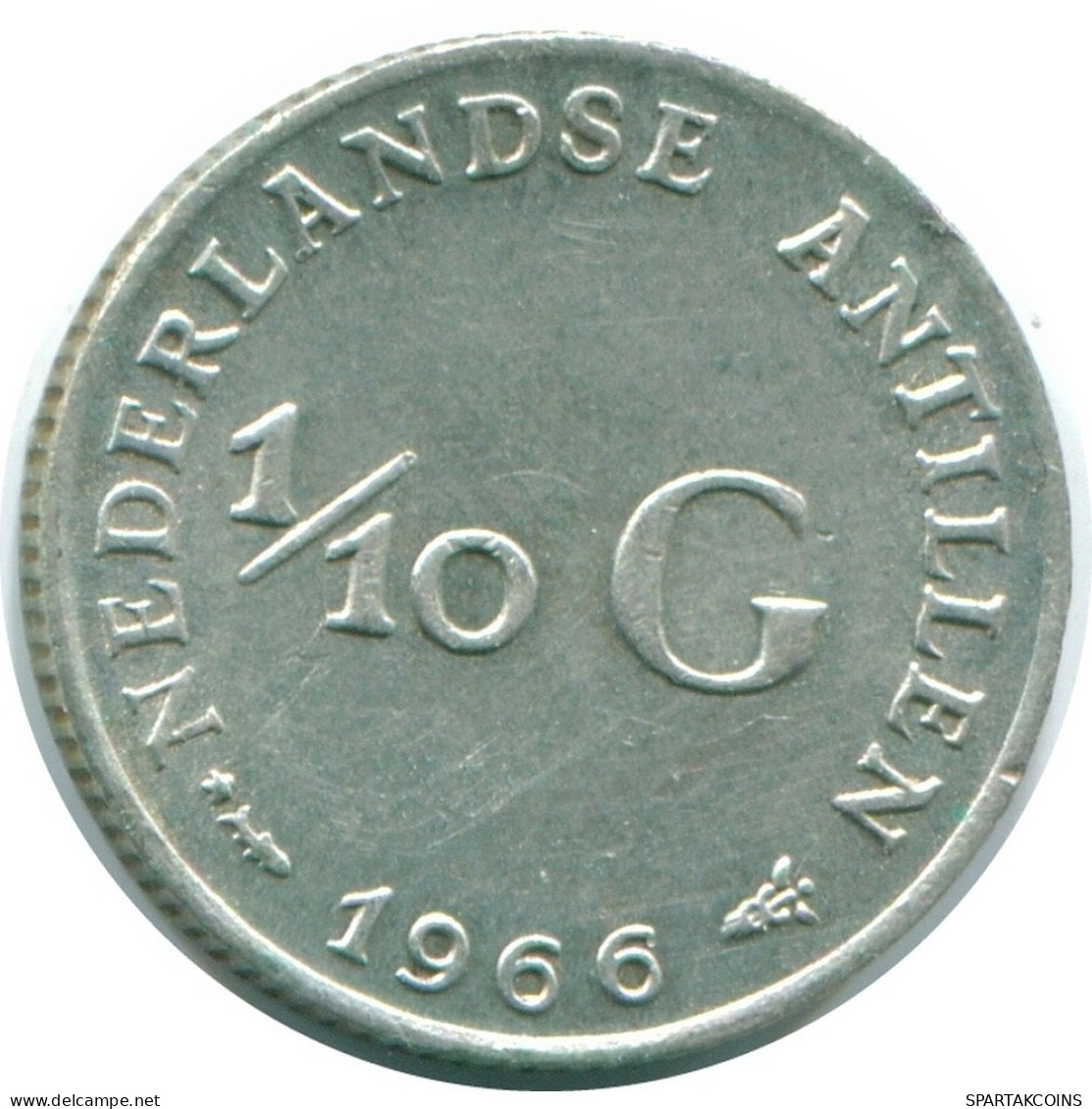 1/10 GULDEN 1966 ANTILLES NÉERLANDAISES ARGENT Colonial Pièce #NL12754.3.F.A - Netherlands Antilles